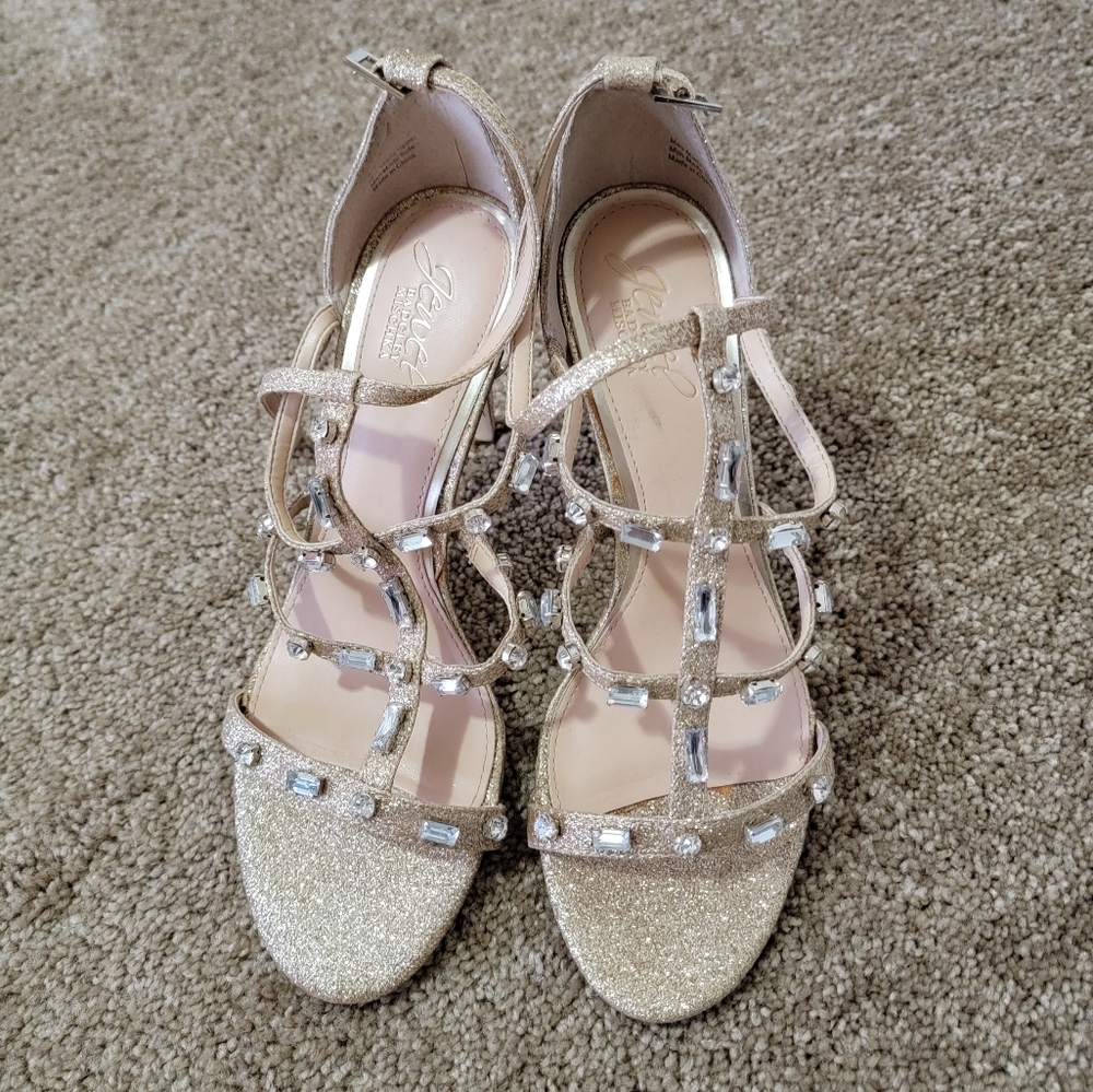 Badgley Mischka Gold Strappy Heels